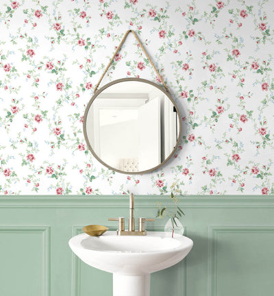 product image for Blossom Floral Trail Peel & Stick Wallpaper in Blush & Spearmint 56
