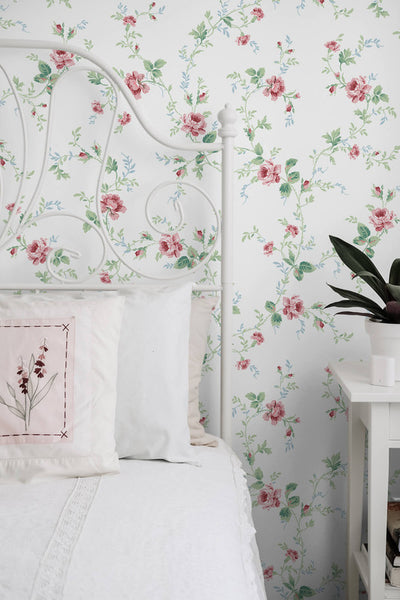 product image for Blossom Floral Trail Peel & Stick Wallpaper in Blush & Spearmint 76