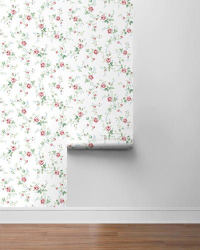 product image for Blossom Floral Trail Peel & Stick Wallpaper in Blush & Spearmint 85