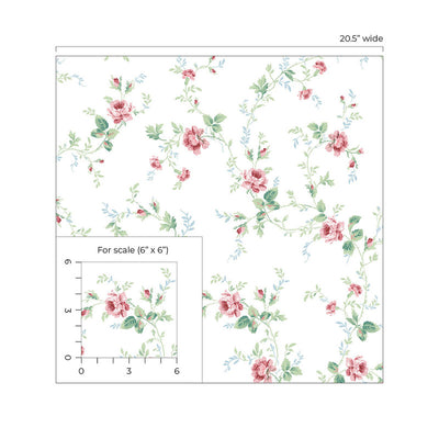product image for Blossom Floral Trail Peel & Stick Wallpaper in Blush & Spearmint 34