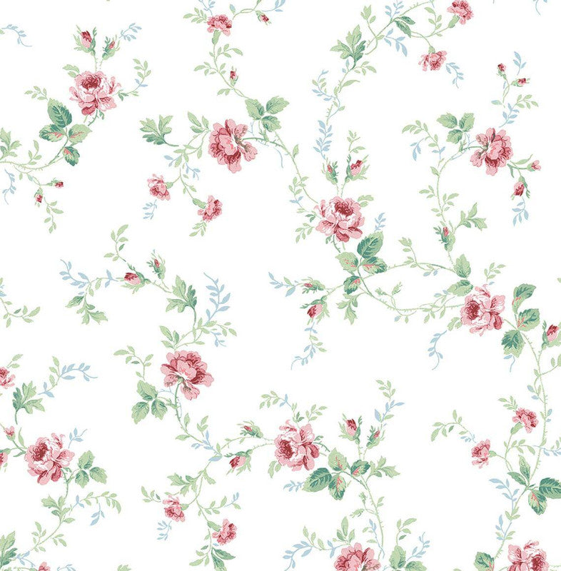 media image for Blossom Floral Trail Peel & Stick Wallpaper in Blush & Spearmint 287