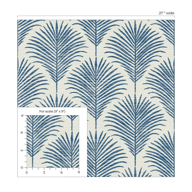media image for Grassland Palm Peel & Stick Wallpaper in Coastal Blue 227