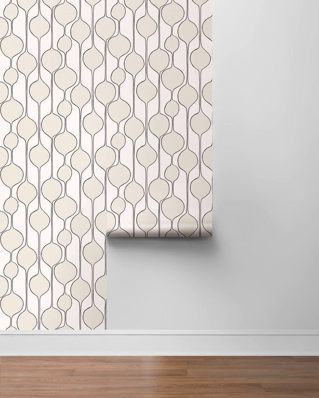 media image for Bubble Stripe Peel & Stick Wallpaper in Marshmallow 25