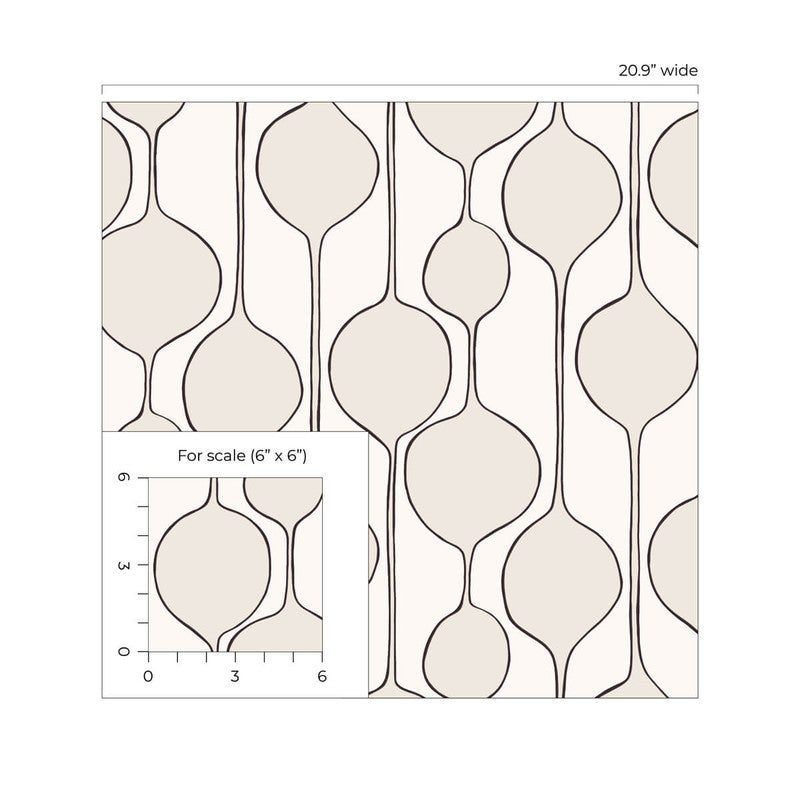 media image for Bubble Stripe Peel & Stick Wallpaper in Marshmallow 260