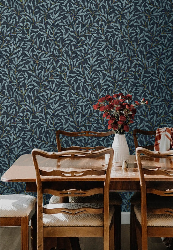 media image for Willow Trail Peel & Stick Wallpaper in Aegean Blue 28