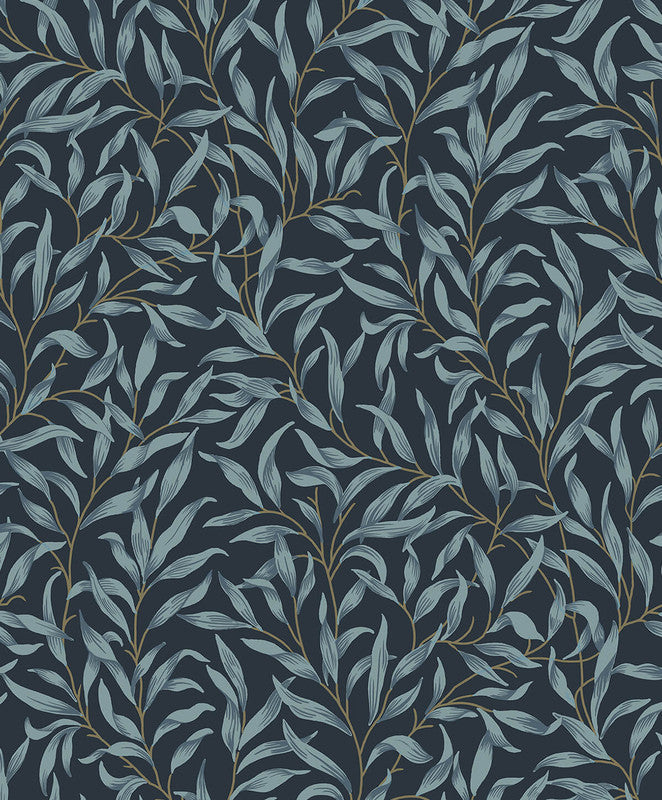 media image for Willow Trail Peel & Stick Wallpaper in Aegean Blue 218
