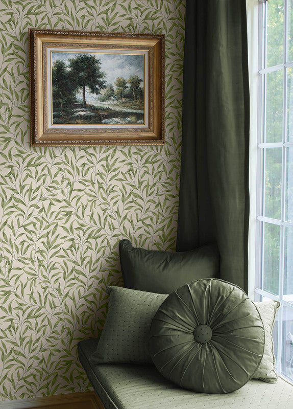media image for Willow Trail Peel & Stick Wallpaper in Sprig Green 225