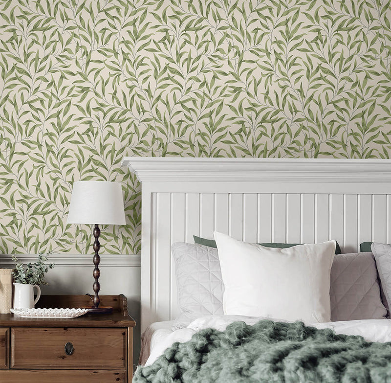 media image for Willow Trail Peel & Stick Wallpaper in Sprig Green 296