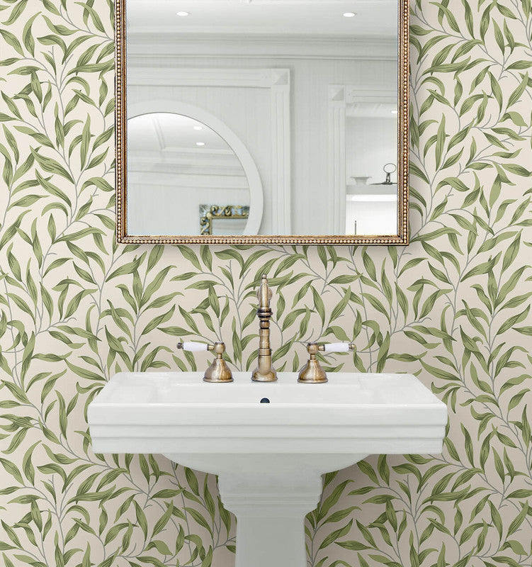 media image for Willow Trail Peel & Stick Wallpaper in Sprig Green 285