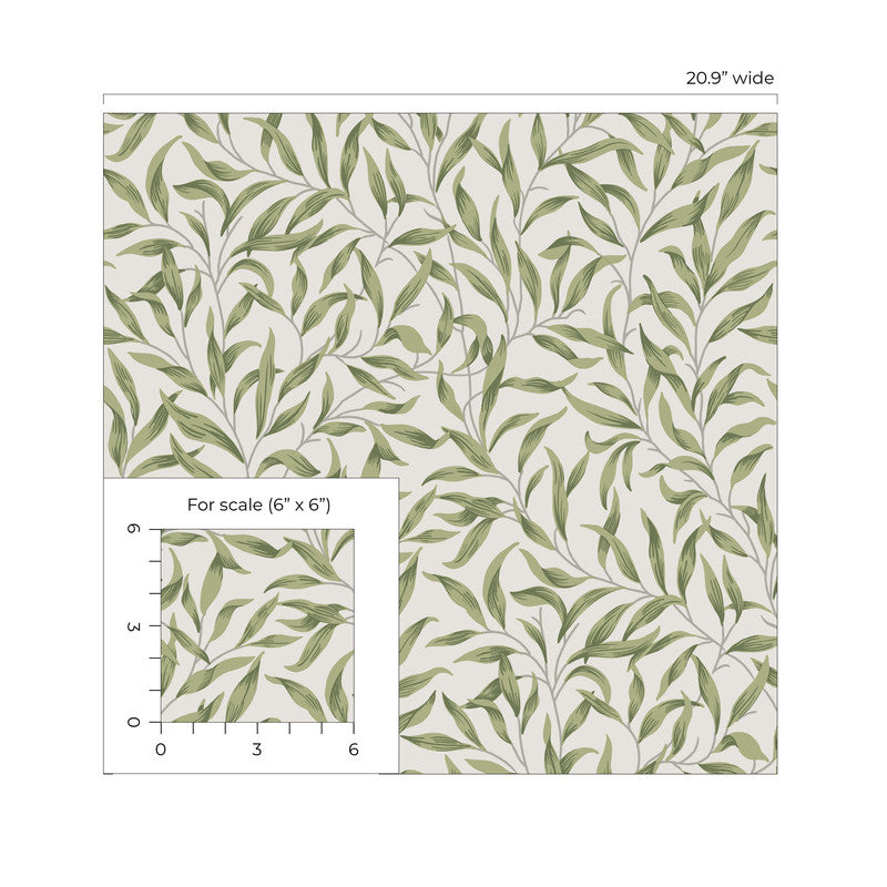 media image for Willow Trail Peel & Stick Wallpaper in Sprig Green 29