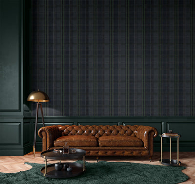 product image for Classic Plaid Peel & Stick Wallpaper in Deep Blue 12