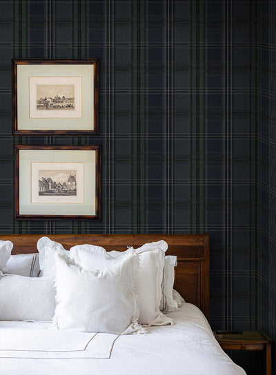 product image for Classic Plaid Peel & Stick Wallpaper in Deep Blue 3
