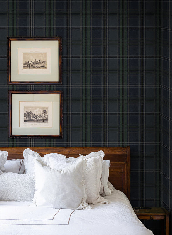media image for Classic Plaid Peel & Stick Wallpaper in Deep Blue 283