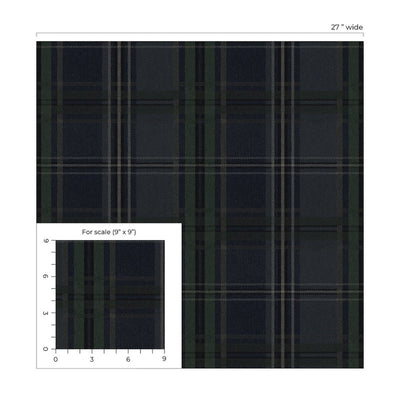 product image for Classic Plaid Peel & Stick Wallpaper in Deep Blue 98