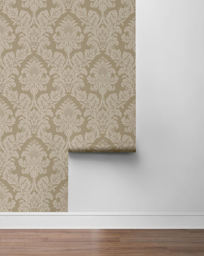 product image for Charnay Damask Peel & Stick Wallpaper in Metallic Champagne & Glitter 1