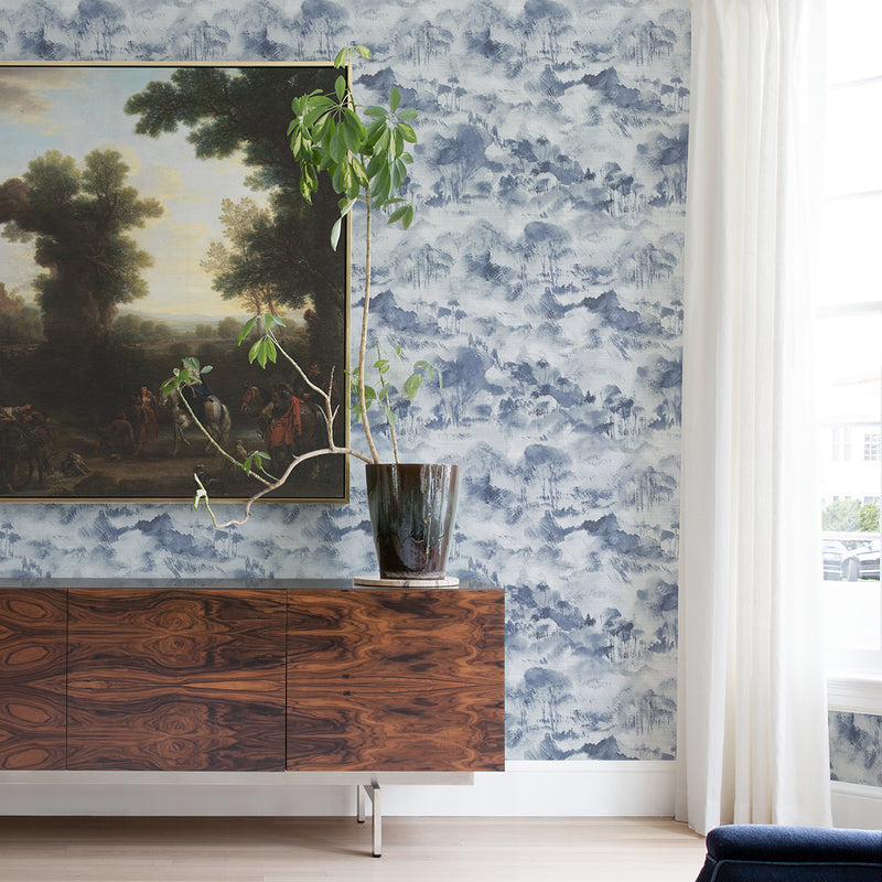 media image for Nara Indigo Toile Wallpaper from the Scott Living II Collection by Brewster Home Fashions 210