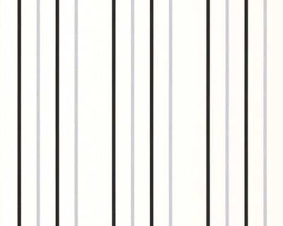 product image of Narrow Stripes Wallpaper in Black and White design by BD Wall 524