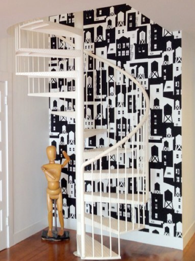 product image for New York City Watertowers Wallpaper in Black & White design by Tom Slaughter for Cavern Home 83