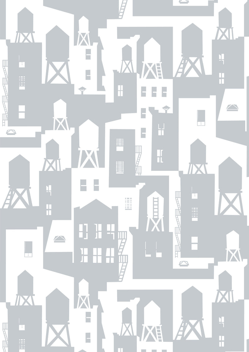 media image for new york city watertowers wallpaper in shadow design by tom slaughter for cavern home 1 227
