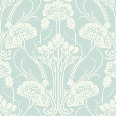 product image of Nouveau Damask Wallpaper in Blue and Ivory from the Deco Collection by Antonina Vella for York Wallcoverings 552