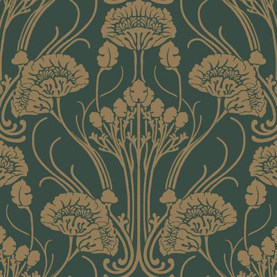 product image for Nouveau Damask Wallpaper in Green and Gold from the Deco Collection by Antonina Vella for York Wallcoverings 9