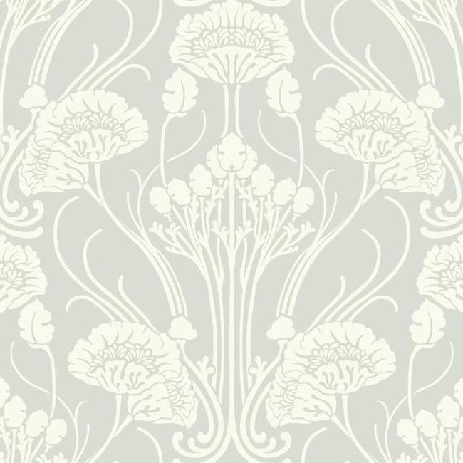 media image for Nouveau Damask Wallpaper in Grey and Ivory from the Deco Collection by Antonina Vella for York Wallcoverings 220