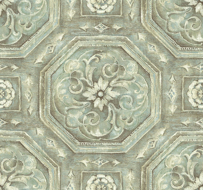 product image of nouveau tile wallpaper in oxidized metal from the nouveau collection by wallquest 1 532