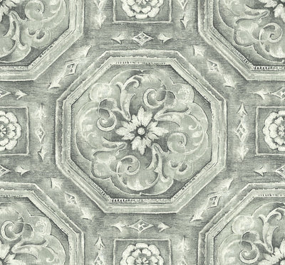 product image of Nouveau Tile Wallpaper in Silver from the Nouveau Collection by Wallquest 590