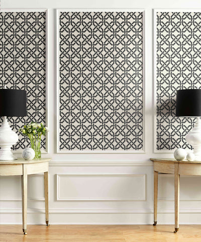 product image for Nouveau Trellis Wallpaper in Black and White from the Nouveau Collection by Wallquest 94