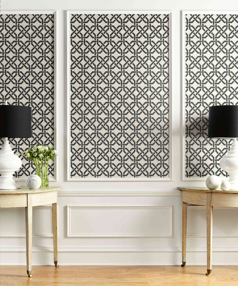media image for Nouveau Trellis Wallpaper in Black and White from the Nouveau Collection by Wallquest 241