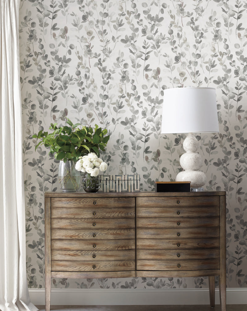 media image for Joyful Eucalyptus Wallpaper in Grey/Taupe by Candice Olson for York Wallcoverings 252