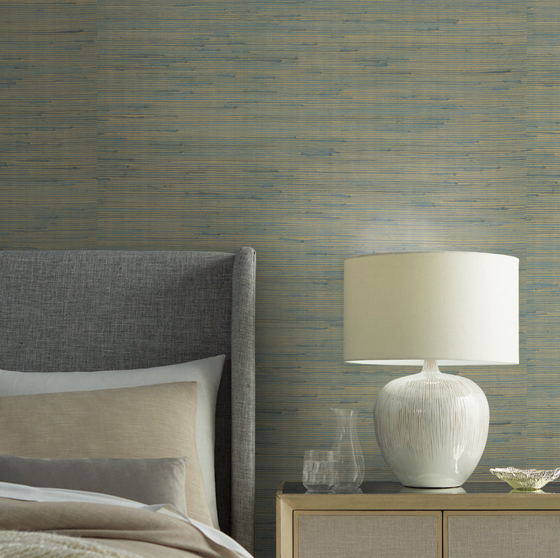 media image for Metallic Jute Wallpaper in Gold/Blue by Candice Olson for York Wallcoverings 272