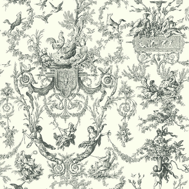 media image for Old World Toile Wallpaper in Black and White by Ashford House for York Wallcoverings 222