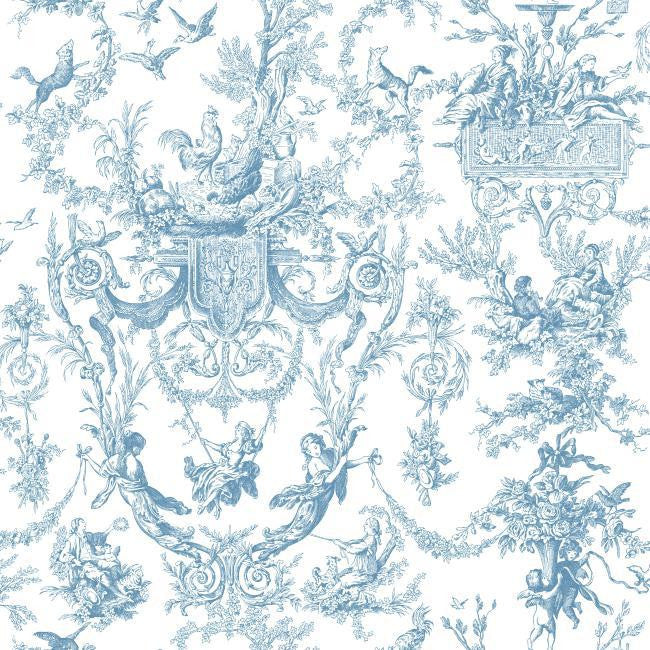 media image for Old World Toile Wallpaper in Blue by Ashford House for York Wallcoverings 256