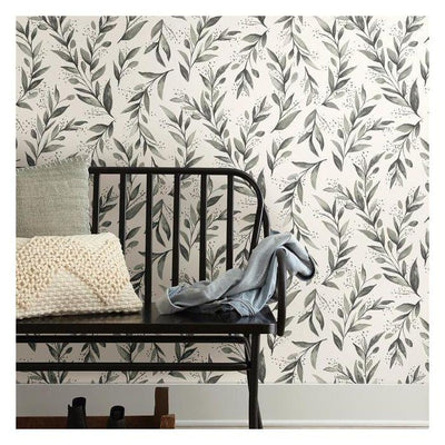 product image for Olive Branch Peel & Stick Wallpaper in Charcoal by Joanna Gaines for York Wallcoverings 0