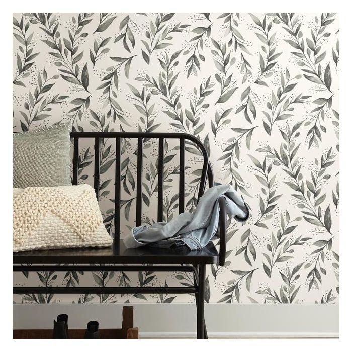 media image for Olive Branch Peel & Stick Wallpaper in Charcoal by Joanna Gaines for York Wallcoverings 296