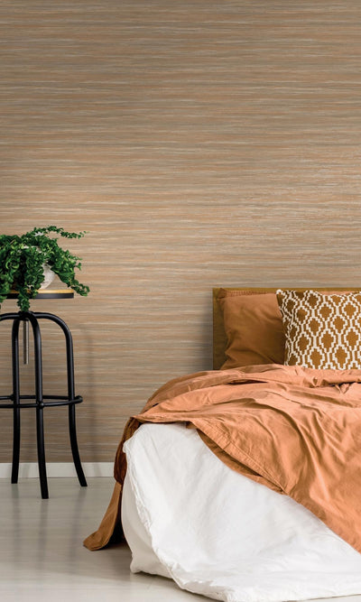 product image of Beige & Orange Plain Grasslike Textured Metallic Wallpaper by Walls Republic 523