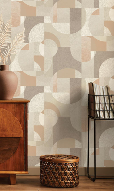 product image for Retro Abstract Shapes Orange & Yellow Geometric Wallpaper by Walls Republic 58