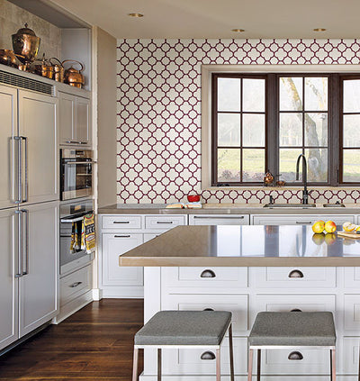 product image for Origin Burgundy Quatrefoil Wallpaper from the Symetrie Collection by Brewster Home Fashions 8