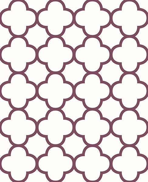 media image for Origin Burgundy Quatrefoil Wallpaper from the Symetrie Collection by Brewster Home Fashions 262