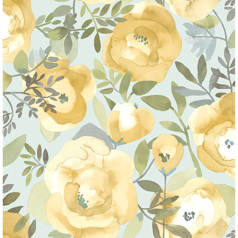 media image for Orla Floral Wallpaper in Yellow from the Bluebell Collection by Brewster Home Fashions 222