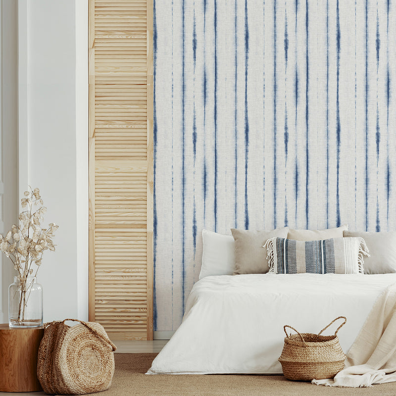 media image for Orleans Shibori Faux Linen Wallpaper in Blue from the Pacifica Collection by Brewster Home Fashions 287
