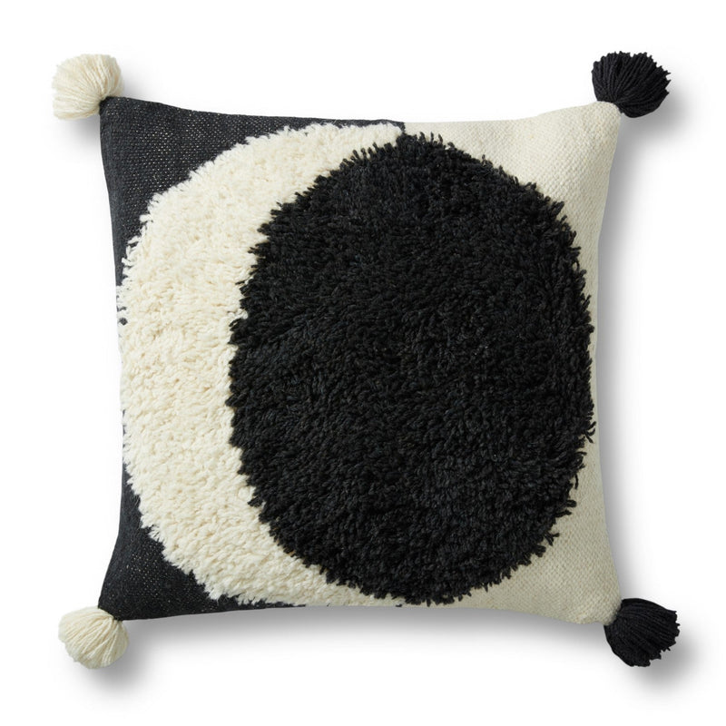 media image for Crescent Moon Hand Woven Black/White Pillow 1 229