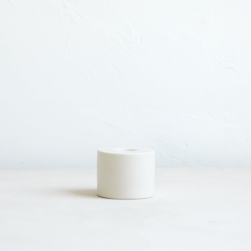 media image for petite ceramic taper holder in matte white 10 261