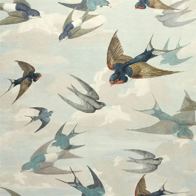 product image of Chimney Swallows Sky Blue Wallpaper by John Derian for Designers Guild 598