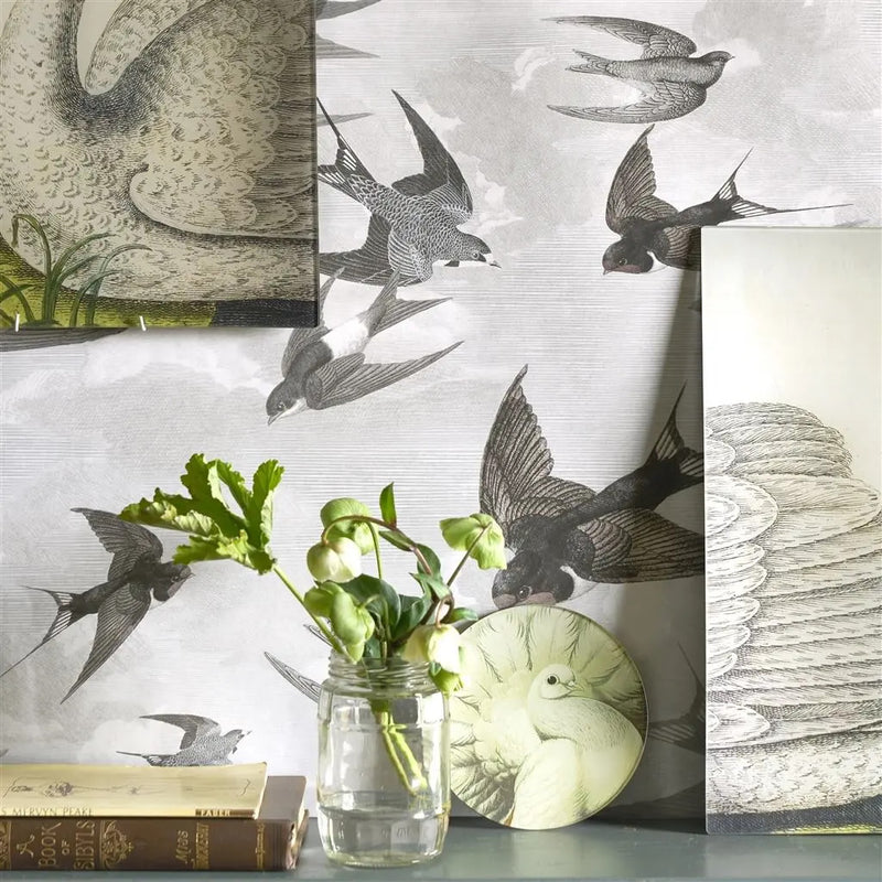media image for Chimney Swallows Dusk Wallpaper by John Derian for Designers Guild 21