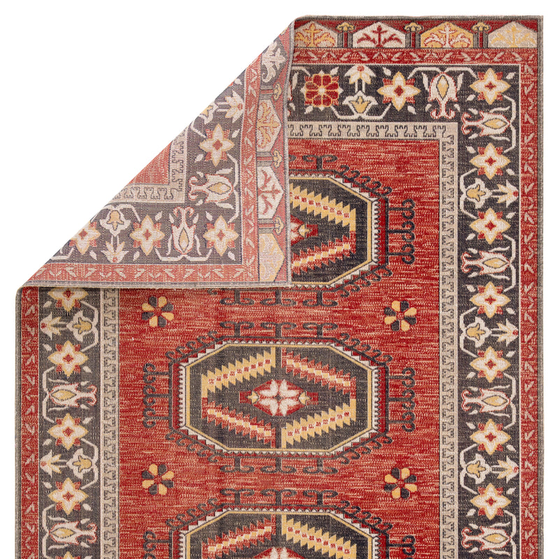 media image for Miner Indoor/ Outdoor Medallion Red & Yellow Area Rug 218