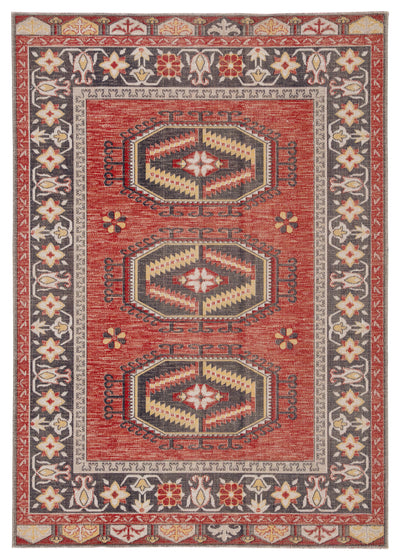 product image for Miner Indoor/ Outdoor Medallion Red & Yellow Area Rug 90
