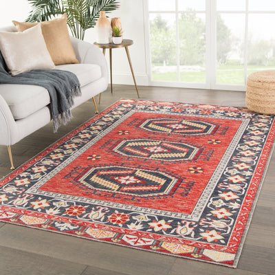 product image for Miner Indoor/ Outdoor Medallion Red & Yellow Area Rug 39