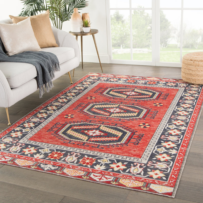 media image for Miner Indoor/ Outdoor Medallion Red & Yellow Area Rug 26